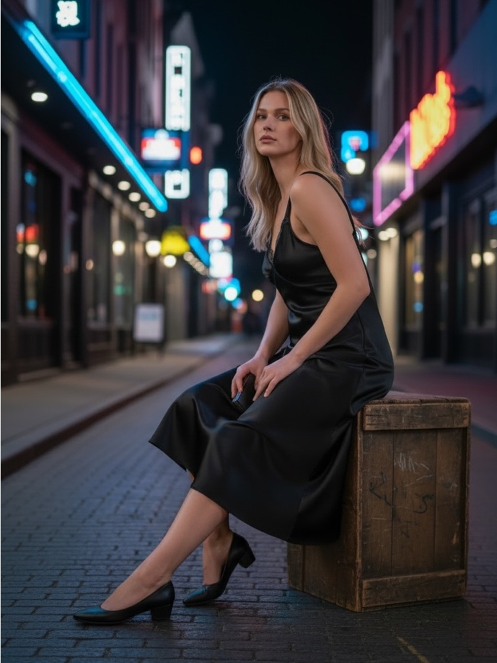 Sleek Black Satin Maxi Slip Dress o.p.t Size small - LIKE NEW